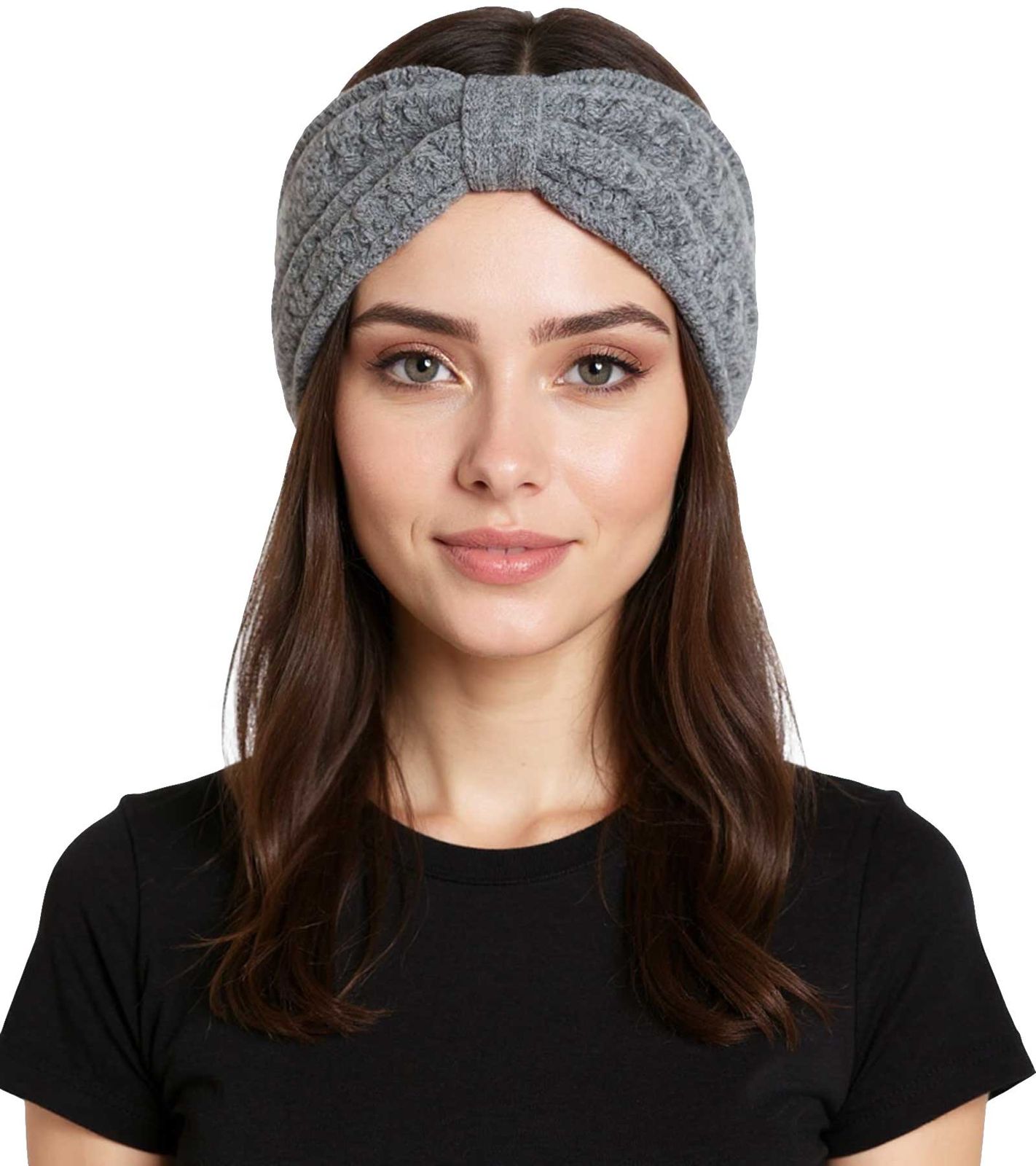 ZWILLINGSHERZ Strick-Stirnband Kaschmir-Stirnband Kopfbedeckung Winter-Stirnband Filz Accessoire 8007 Dunkelgrau